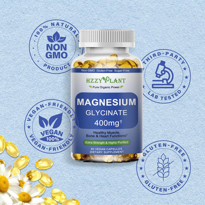 Magnesium Glycinate Softgels, High Absorption Magnesium Glycinate 400mg Supplement for Muscle, Heart, Sleep & Bone Support, Bisglycinate Softgel Capsules Supplement, Vegan, Non-GMO, 2 Month Supply - dailyvitalstore