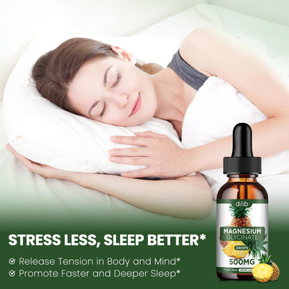 Magnesium Glycinate Supplement, Liquid Magnesium Glycinate Liquid Drops 500mg-Support Stress Relief, Relaxation, Mood, Sleep, Bone & Muscle-2 Fl Oz, Vegan, Pineapple Flavor - dailyvitalstore