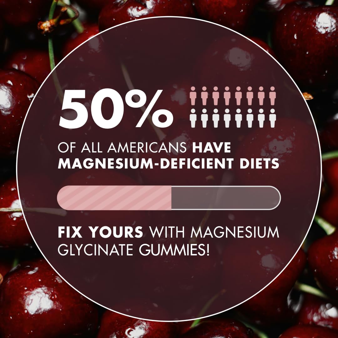 Magnesium Gummies 3in1 - Glycinate, Citrat, Malate 2150 MG High Absorption Supplement, Sugar-Free, Vegan, Chews for Men & Women, Inspired by Wellness Traditions Like Arjuna, 60 Gummies, Cherry Flavor - dailyvitalstore