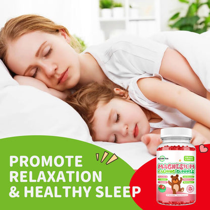 Magnesium Gummies for Kids - Magnesium Glycinate Gummies Supplement with L-Theanine, Vitamin B6, D3 for Kids & Adults Sleep, Calm, Relaxation, Brain, Bones, Sugar Free Strawberry 60ct - dailyvitalstore