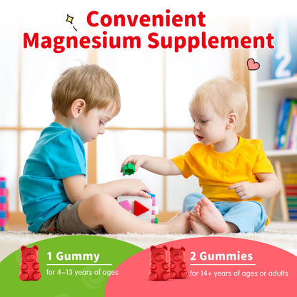 Magnesium Gummies for Kids - Magnesium Glycinate Gummies Supplement with L-Theanine, Vitamin B6, D3 for Kids & Adults Sleep, Calm, Relaxation, Brain, Bones, Sugar Free Strawberry 60ct - dailyvitalstore