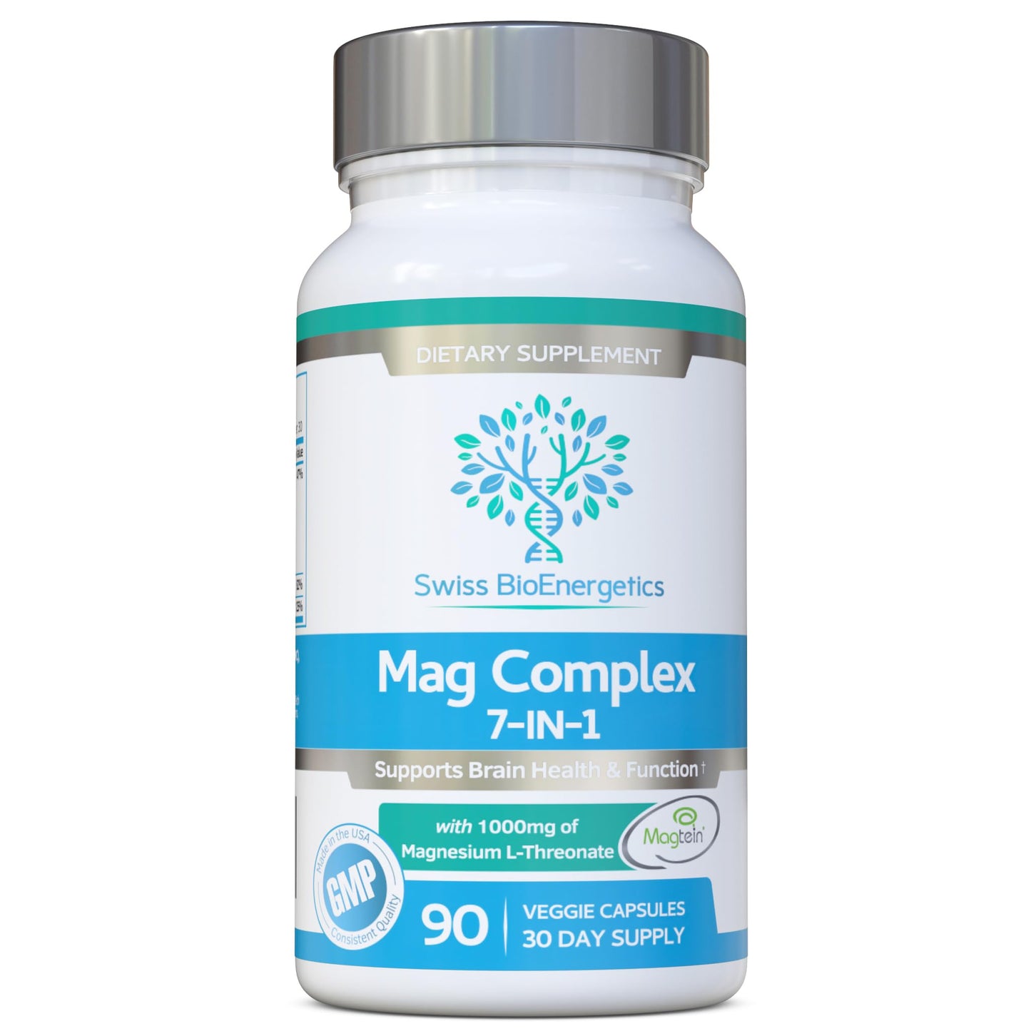 Magnesium L-Threonate Complex 7-in-1 with 1000mg of Magtein Plus Magnesium as Bisglycinate, Taurate, Citrate, Gluconate, Malate & Lactate - Supports Sleep - Vegan, US Made and No Artificial Nasties - dailyvitalstore