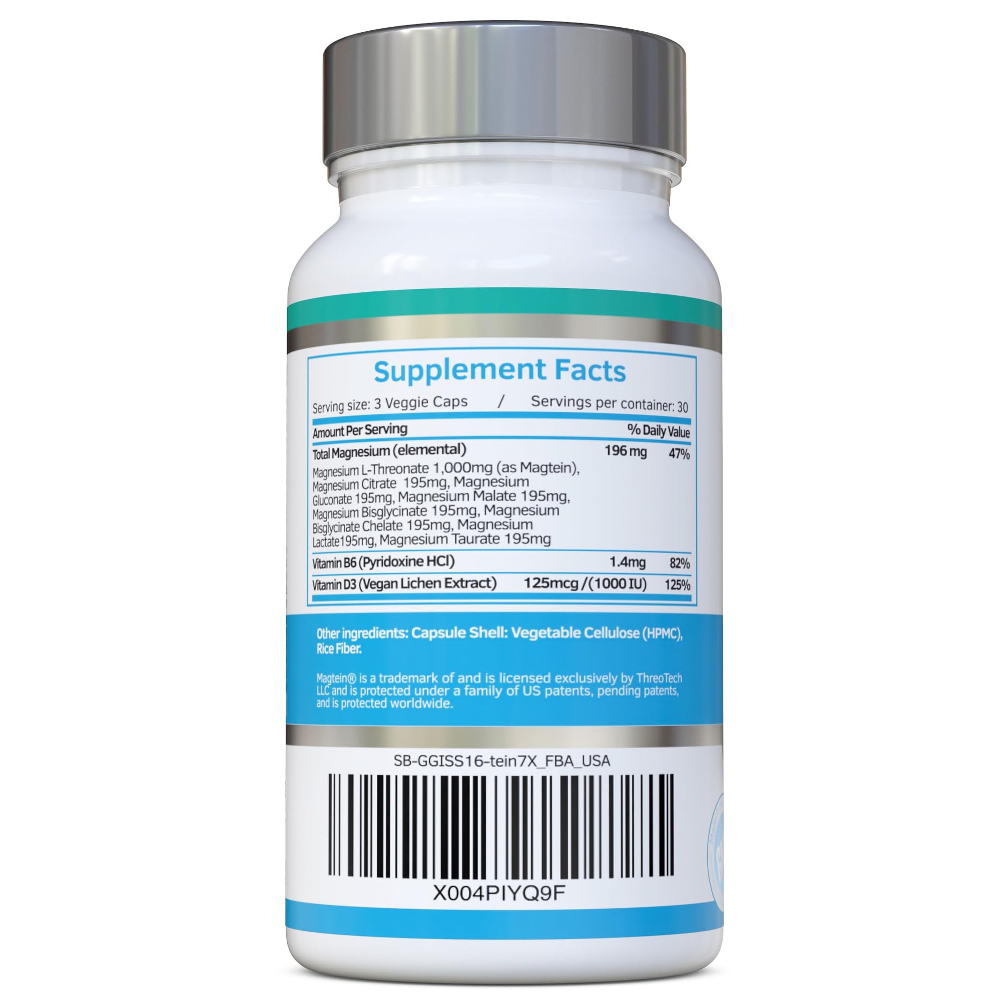 Magnesium L-Threonate Complex 7-in-1 with 1000mg of Magtein Plus Magnesium as Bisglycinate, Taurate, Citrate, Gluconate, Malate & Lactate - Supports Sleep - Vegan, US Made and No Artificial Nasties - dailyvitalstore
