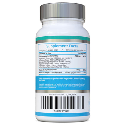 Magnesium L-Threonate Complex 7-in-1 with 1000mg of Magtein Plus Magnesium as Bisglycinate, Taurate, Citrate, Gluconate, Malate & Lactate - Supports Sleep - Vegan, US Made and No Artificial Nasties - dailyvitalstore