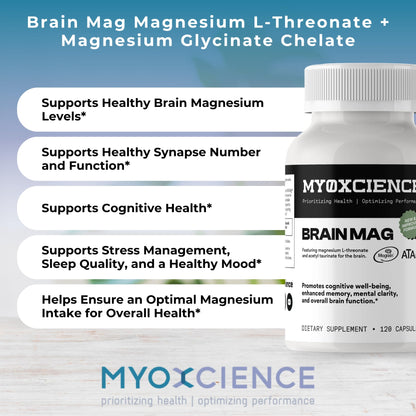 Magnesium L-Threonate + Mag Acetyl-Taurate (ATA Mag) + Mag Glycinate | Promotes Cognitive Well-Being, Enhanced Memory, Mental Clarity and Overall Brain Function | 120 Capsules - dailyvitalstore