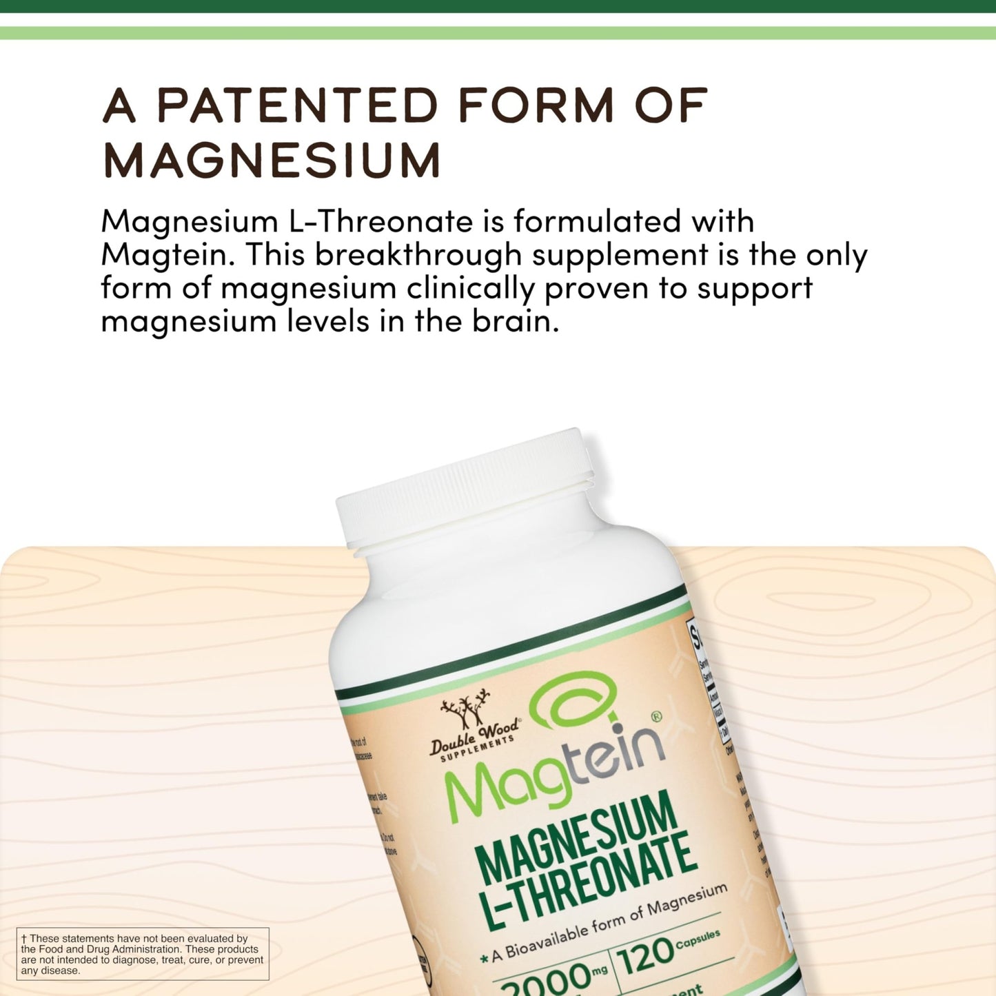 Magnesium L Threonate, Magtein, Sleep and Cognitive Support – High Absorption – Most Bioavailable Form of Magnesium – 2,000 mg – 120 Capsules - dailyvitalstore