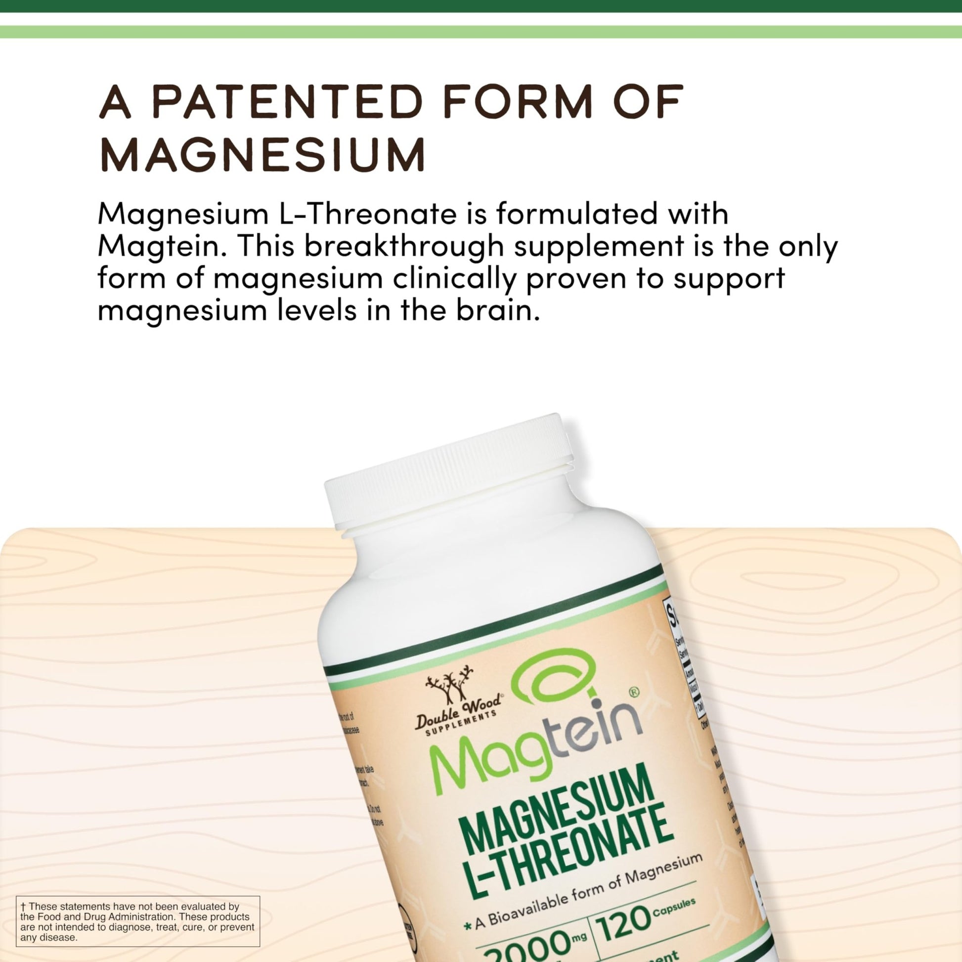 Magnesium L Threonate, Magtein, Sleep and Cognitive Support – High Absorption – Most Bioavailable Form of Magnesium – 2,000 mg – 120 Capsules - dailyvitalstore