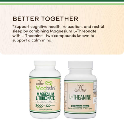 Magnesium L Threonate, Magtein, Sleep and Cognitive Support – High Absorption – Most Bioavailable Form of Magnesium – 2,000 mg – 120 Capsules - dailyvitalstore