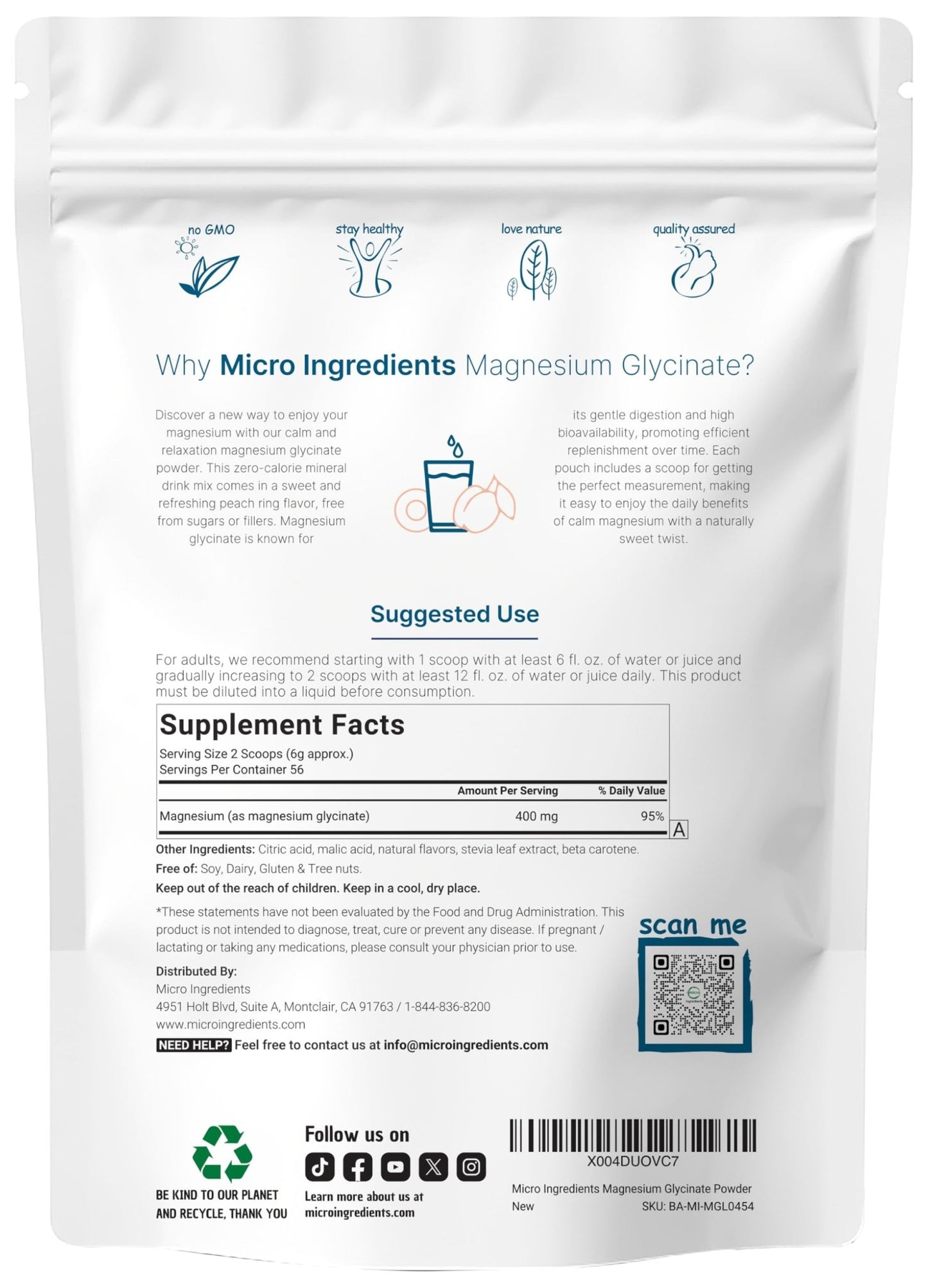 Magnesium Powder, 12oz (56 Servings) | Magnesium Glycinate Powder | Sweet Peach Ring Flavored | Sleep, Muscle, Heart & Nerve Health Support | Easily Absorbed | Non-GMO, Vegan, Sugar Free - dailyvitalstore
