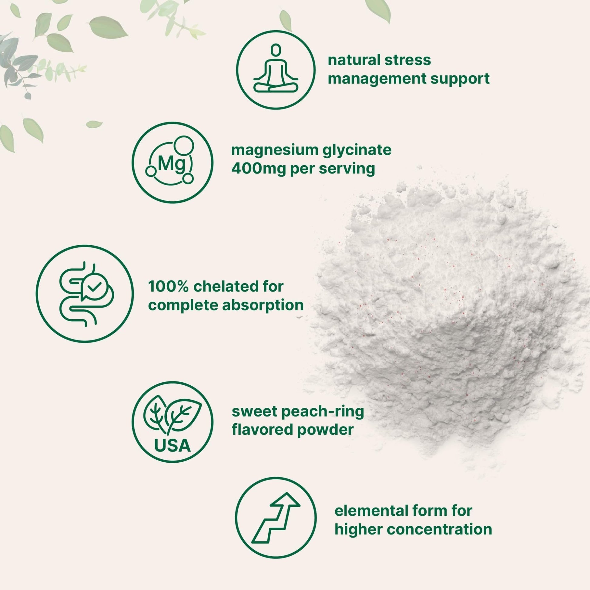 Magnesium Powder, 12oz (56 Servings) | Magnesium Glycinate Powder | Sweet Peach Ring Flavored | Sleep, Muscle, Heart & Nerve Health Support | Easily Absorbed | Non-GMO, Vegan, Sugar Free - dailyvitalstore