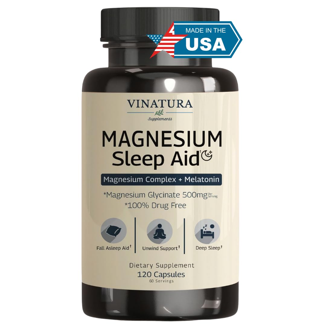 Magnesium Sleep Aid - Magnesium Glycinate Complex for Sleep with Melatonin Supplement - Glycinate 500mg, L-Theanine - 120 Capsules - dailyvitalstore