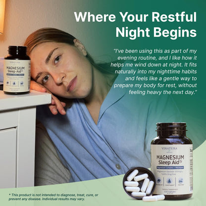 Magnesium Sleep Aid - Magnesium Glycinate Complex for Sleep with Melatonin Supplement - Glycinate 500mg, L-Theanine - 120 Capsules - dailyvitalstore