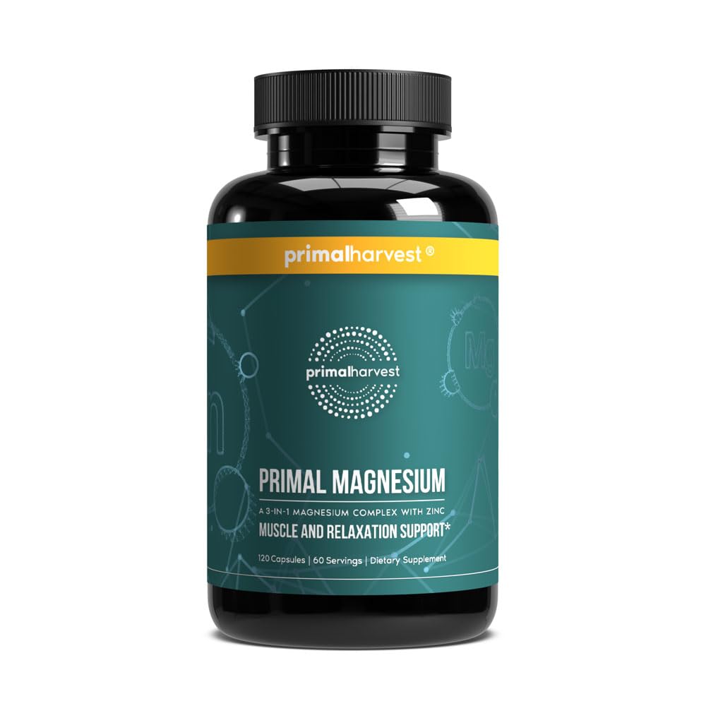Magnesium Supplement Complex 310mg by Primal Harvest with Magnesium Glycinate, Citrate, Malate, and Zinc 120 Capsules - dailyvitalstore