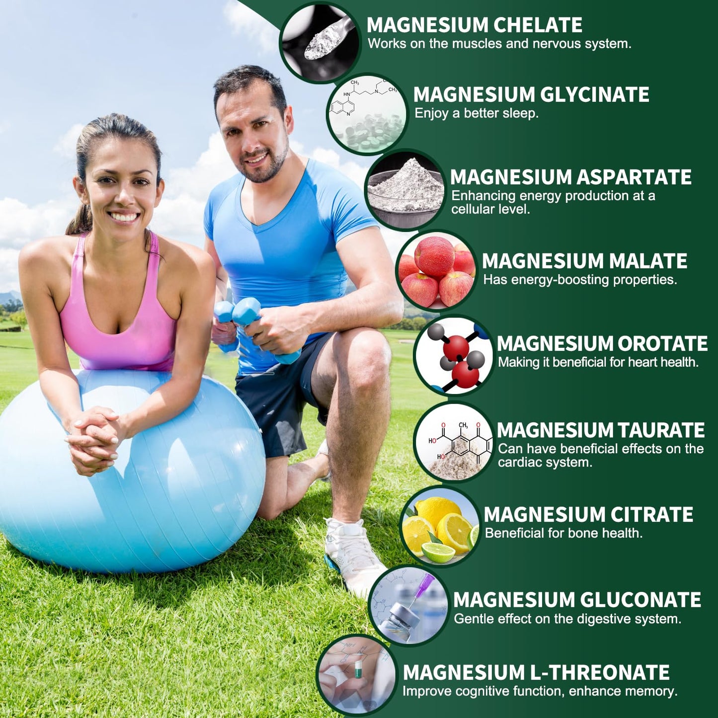 Magnesium Supplement with 9 Forms of High Absorption Magnesium Glycinate, L-threonate, Citrate, Malate and More for Muscle, Brain Support, Non-GMO, Gluten & Soy Free, 60 Capsules - dailyvitalstore