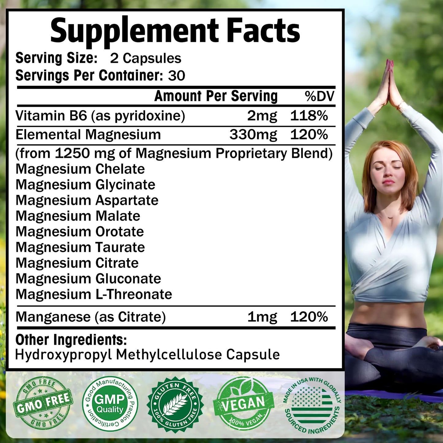 Magnesium Supplement with 9 Forms of High Absorption Magnesium Glycinate, L-threonate, Citrate, Malate and More for Muscle, Brain Support, Non-GMO, Gluten & Soy Free, 60 Capsules - dailyvitalstore