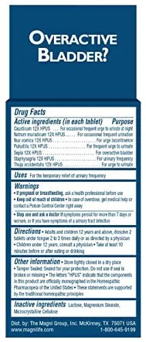 MagniLife Bladder Relief Tablets (125 Ct), Fast-Dissolving Homeopathic Support for Overactive Bladder, Leaks from Sneezing, Coughing or Movement, Daily Use Formula Safe for Men & Women - dailyvitalstore