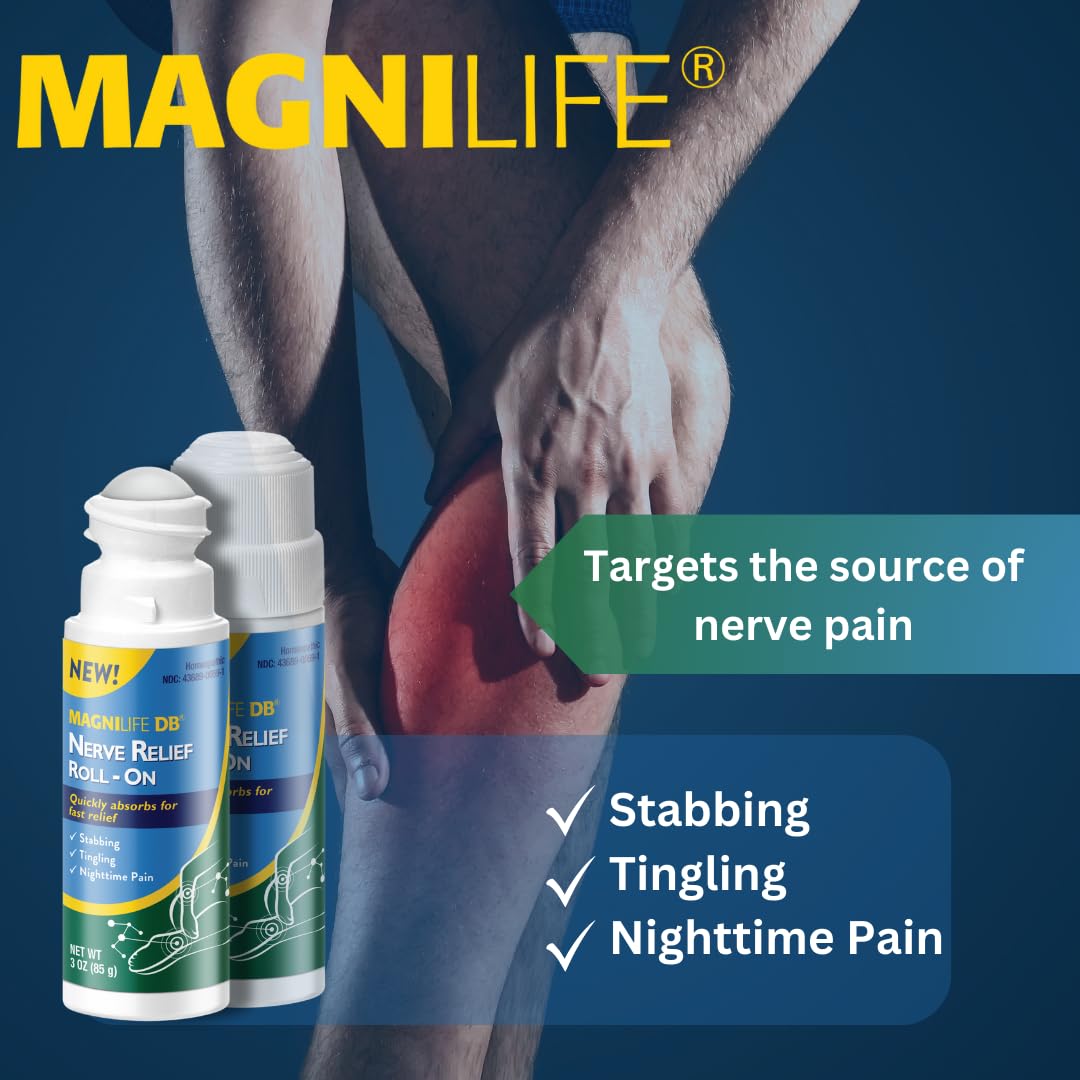 Magnilife DB Nerve Relief Roll On, 3 Oz, Topical Nerve Pain Relief for Feet, Legs, Hands & Arms, Helps Soothe Stabbing, Burning & Tingling Discomfort, Fast-Absorbing, Non-Greasy & Unscented Formula - dailyvitalstore