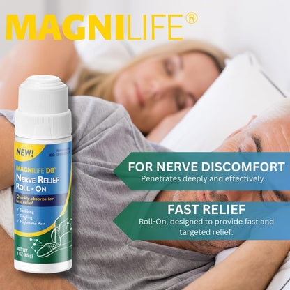 Magnilife DB Nerve Relief Roll On, 3 Oz, Topical Nerve Pain Relief for Feet, Legs, Hands & Arms, Helps Soothe Stabbing, Burning & Tingling Discomfort, Fast-Absorbing, Non-Greasy & Unscented Formula - dailyvitalstore