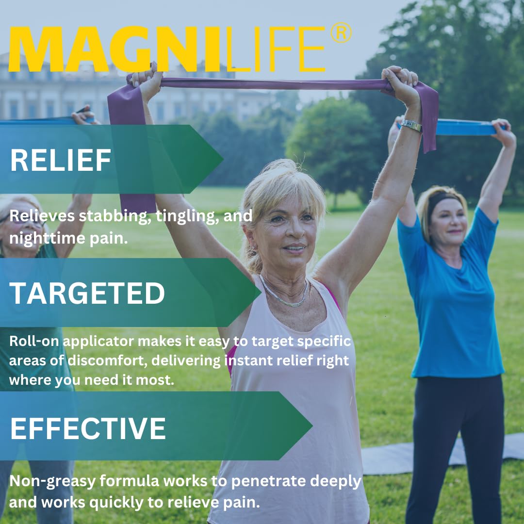 Magnilife DB Nerve Relief Roll On, 3 Oz, Topical Nerve Pain Relief for Feet, Legs, Hands & Arms, Helps Soothe Stabbing, Burning & Tingling Discomfort, Fast-Absorbing, Non-Greasy & Unscented Formula - dailyvitalstore