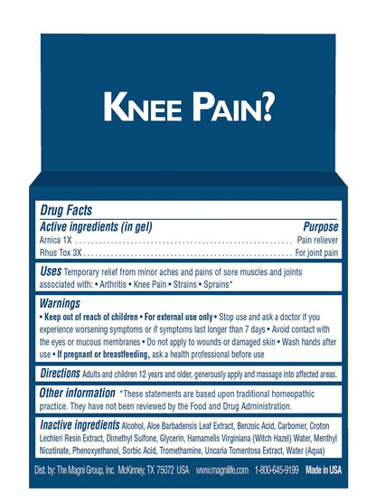 MagniLife Knee Pain Relief Gel (4 oz), Arnica-Based Gel for Joint Pain, Knee Stiffness & Swelling, Non-Greasy, No Staining, Massage-in Formula for Daily Knee Support & Comfort - dailyvitalstore