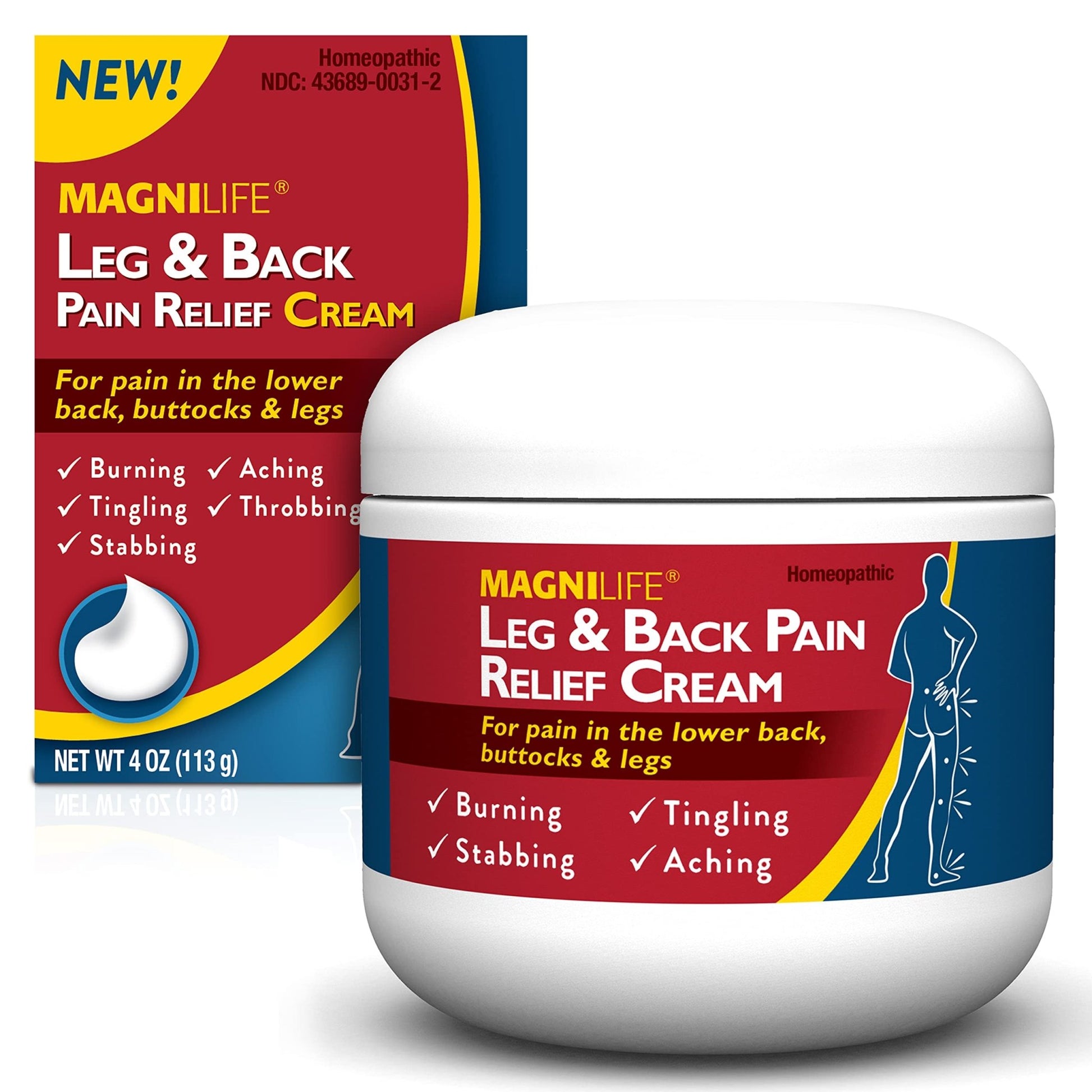 MagniLife Leg & Back Pain Relief Cream (4 oz), Topical Support for Leg Pain & Lower Back Discomfort, Fast Absorbing, No Residue, Mild Scent, Massage-in Formula - dailyvitalstore