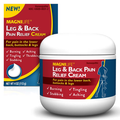 MagniLife Leg & Back Pain Relief Cream (4 oz), Topical Support for Leg Pain & Lower Back Discomfort, Fast Absorbing, No Residue, Mild Scent, Massage-in Formula - dailyvitalstore