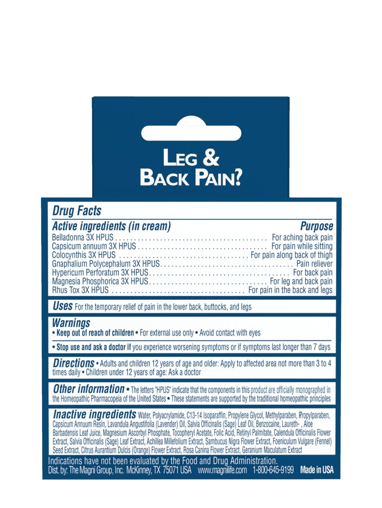 MagniLife Leg & Back Pain Relief Cream (4 oz), Topical Support for Leg Pain & Lower Back Discomfort, Fast Absorbing, No Residue, Mild Scent, Massage-in Formula - dailyvitalstore