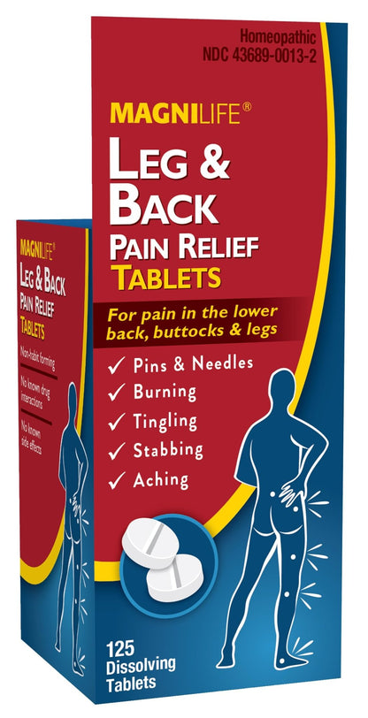 MagniLife Leg & Back Pain Relief Tablets,125 Ct, Fast-Acting Pain Relief Naturally Soothes Burning, Tingling & Stabbing Aches, Symptomatic or Preventative, Non-Habit Forming Quick-Dissolve Tablets - dailyvitalstore