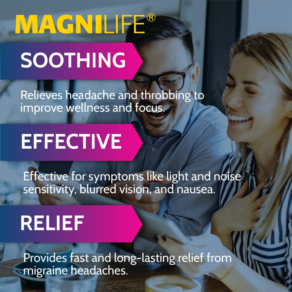 MagniLife Migraine Relief, Non-Habit Forming, 90 Homeopathic Tablets, Migraine Medicine for Light & Sound Sensitivity, Nausea, Blurred Vision & Pressure, Quick-Dissolve Headache Pain Relief - dailyvitalstore