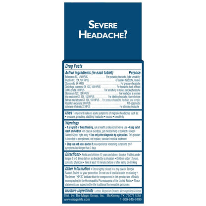 MagniLife Migraine Relief, Non-Habit Forming, 90 Homeopathic Tablets, Migraine Medicine for Light & Sound Sensitivity, Nausea, Blurred Vision & Pressure, Quick-Dissolve Headache Pain Relief - dailyvitalstore