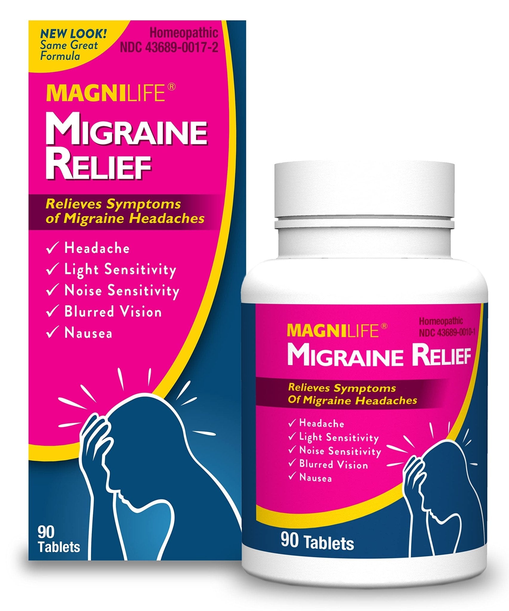 MagniLife Migraine Relief, Non-Habit Forming, 90 Homeopathic Tablets, Migraine Medicine for Light & Sound Sensitivity, Nausea, Blurred Vision & Pressure, Quick-Dissolve Headache Pain Relief - dailyvitalstore