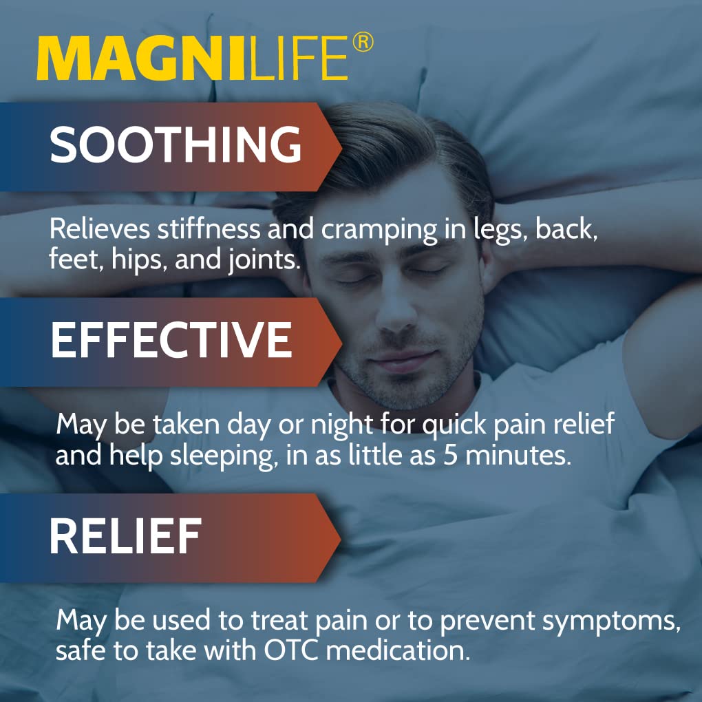 MagniLife Muscle Cramp Pain Relief Quick-Dissolve Tablets, 125 Count, Quinine-Free Homeopathic Medicine for Leg, Foot, Hip, Joint & Back Pain Relief, Helps Ease Muscle Ache, Cramping & Stiffness - dailyvitalstore