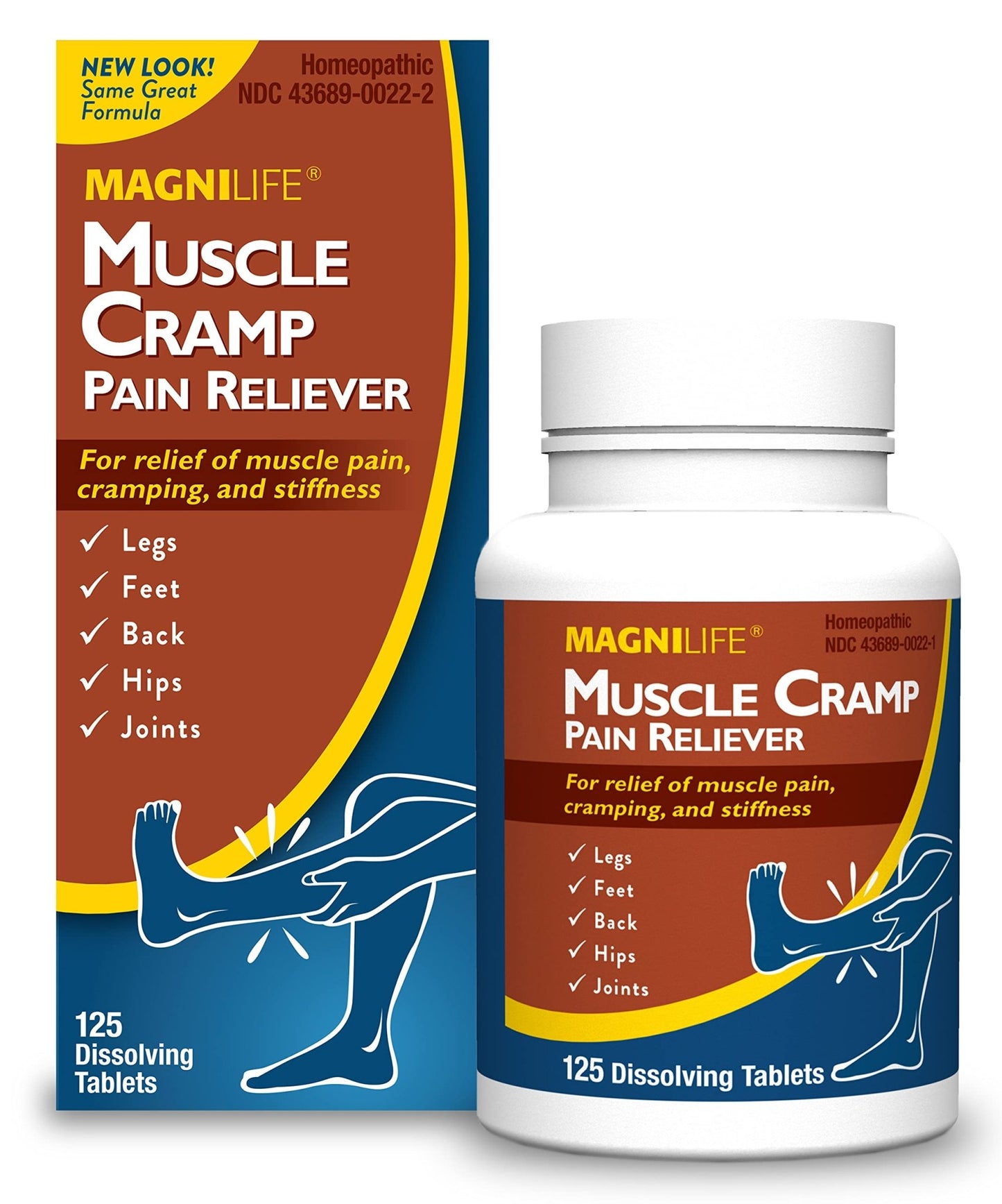 MagniLife Muscle Cramp Pain Relief Quick-Dissolve Tablets, 125 Count, Quinine-Free Homeopathic Medicine for Leg, Foot, Hip, Joint & Back Pain Relief, Helps Ease Muscle Ache, Cramping & Stiffness - dailyvitalstore