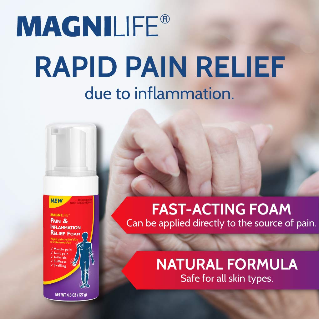 MagniLife Pain & Inflammation Relief Foam, 4 oz, Non-Greasy Arthritis Pain Reliever for Muscle, Joint, Knee, Hip, Back, Foot, Helps Ease Stiffness, Soreness, Swelling & Everyday Discomfort - dailyvitalstore