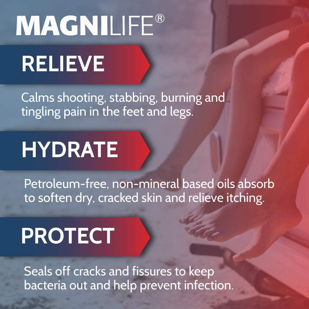 MagniLife Pain Relieving Foot Cream, 4 oz Tube, Soothing Relief for Soreness, Pain, Burning, Tingling, Itching or Sensitivity in Feet & Legs, Moisturizing & Hydrating Foot Cream, No Petroleum - dailyvitalstore