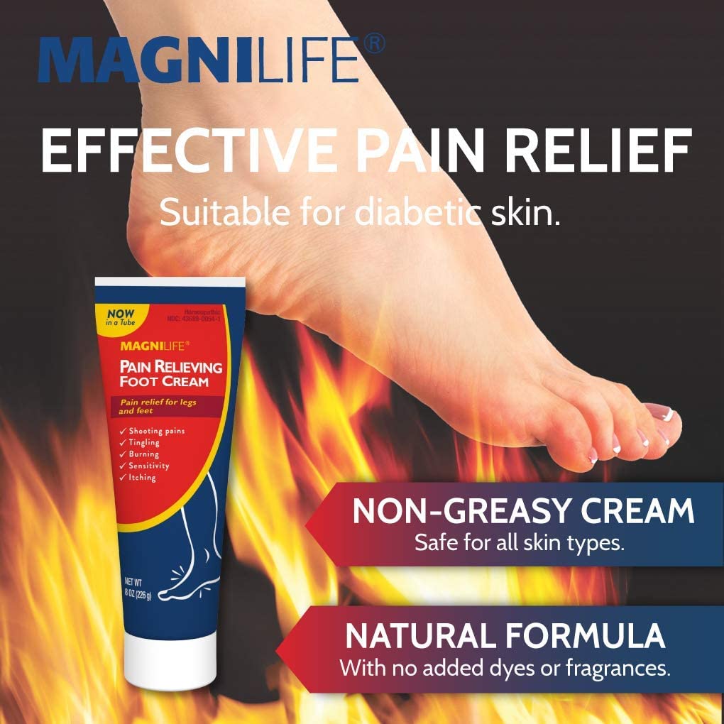 MagniLife Pain Relieving Foot Cream, 4 oz Tube, Soothing Relief for Soreness, Pain, Burning, Tingling, Itching or Sensitivity in Feet & Legs, Moisturizing & Hydrating Foot Cream, No Petroleum - dailyvitalstore