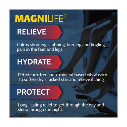 MagniLife Pain Relieving Foot Cream, 8 oz Tube, Soothing Relief for Soreness, Pain, Burning, Tingling, Itching or Sensitivity in Feet & Legs, Moisturizing & Hydrating Foot Cream, No Petroleum - dailyvitalstore