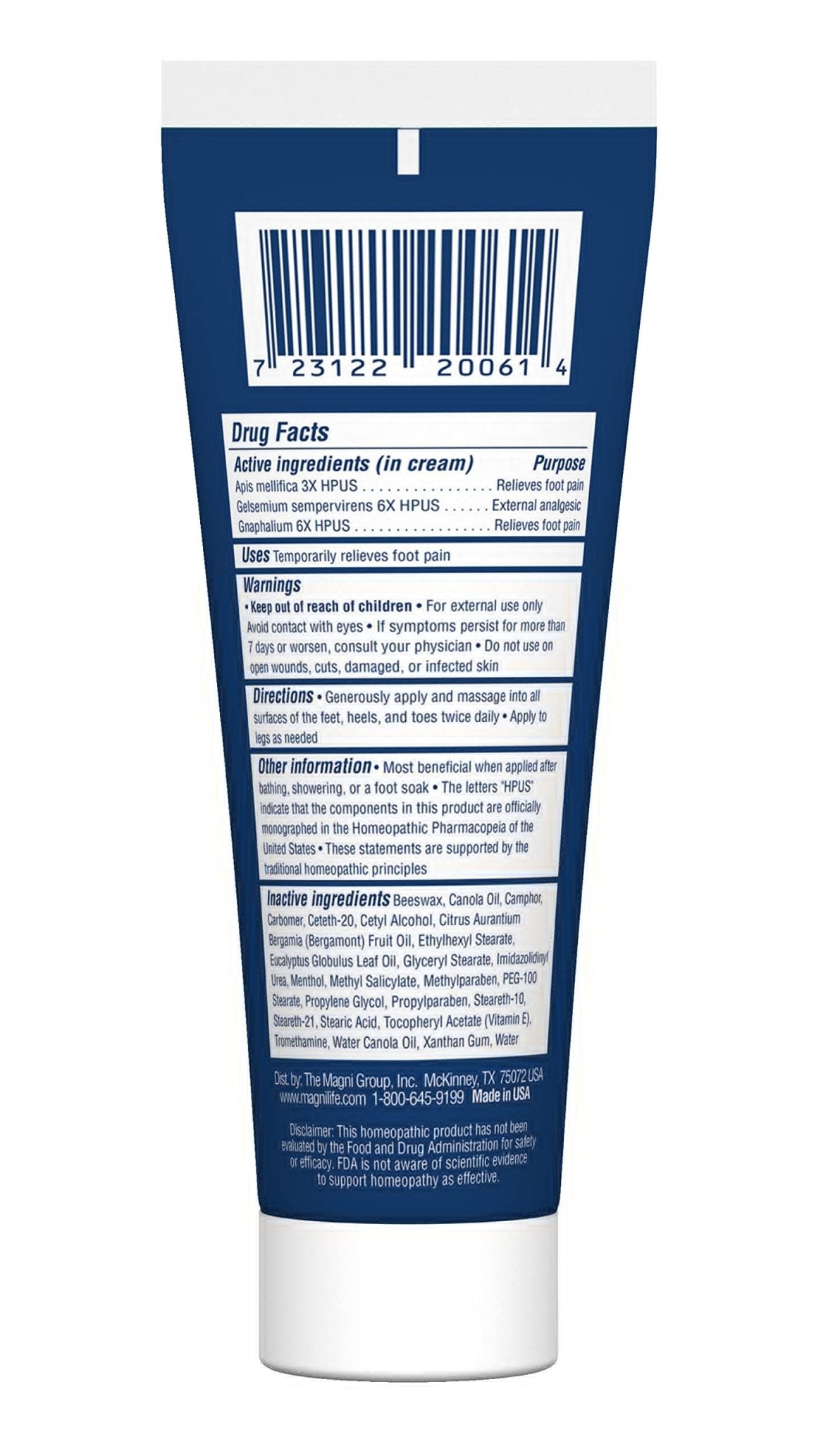 MagniLife Pain Relieving Foot Cream, 8 oz Tube, Soothing Relief for Soreness, Pain, Burning, Tingling, Itching or Sensitivity in Feet & Legs, Moisturizing & Hydrating Foot Cream, No Petroleum - dailyvitalstore