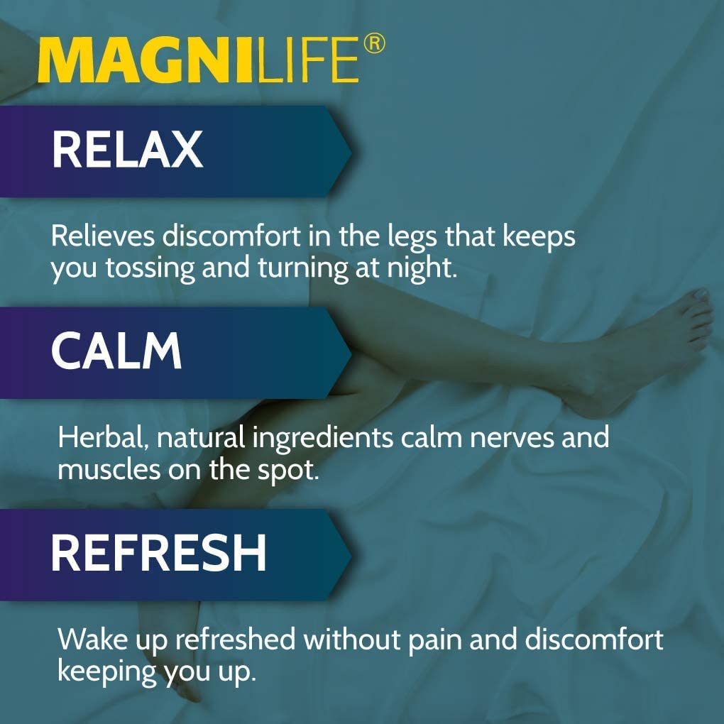 MagniLife Relaxing Leg Cream PM, 4 Oz, Homeopathic Nighttime Pain Reliever & Sleep Aid with Lavender & Magnesium, Non-Greasy Deep Penetrating Cream for Restless Legs & Discomfort - dailyvitalstore