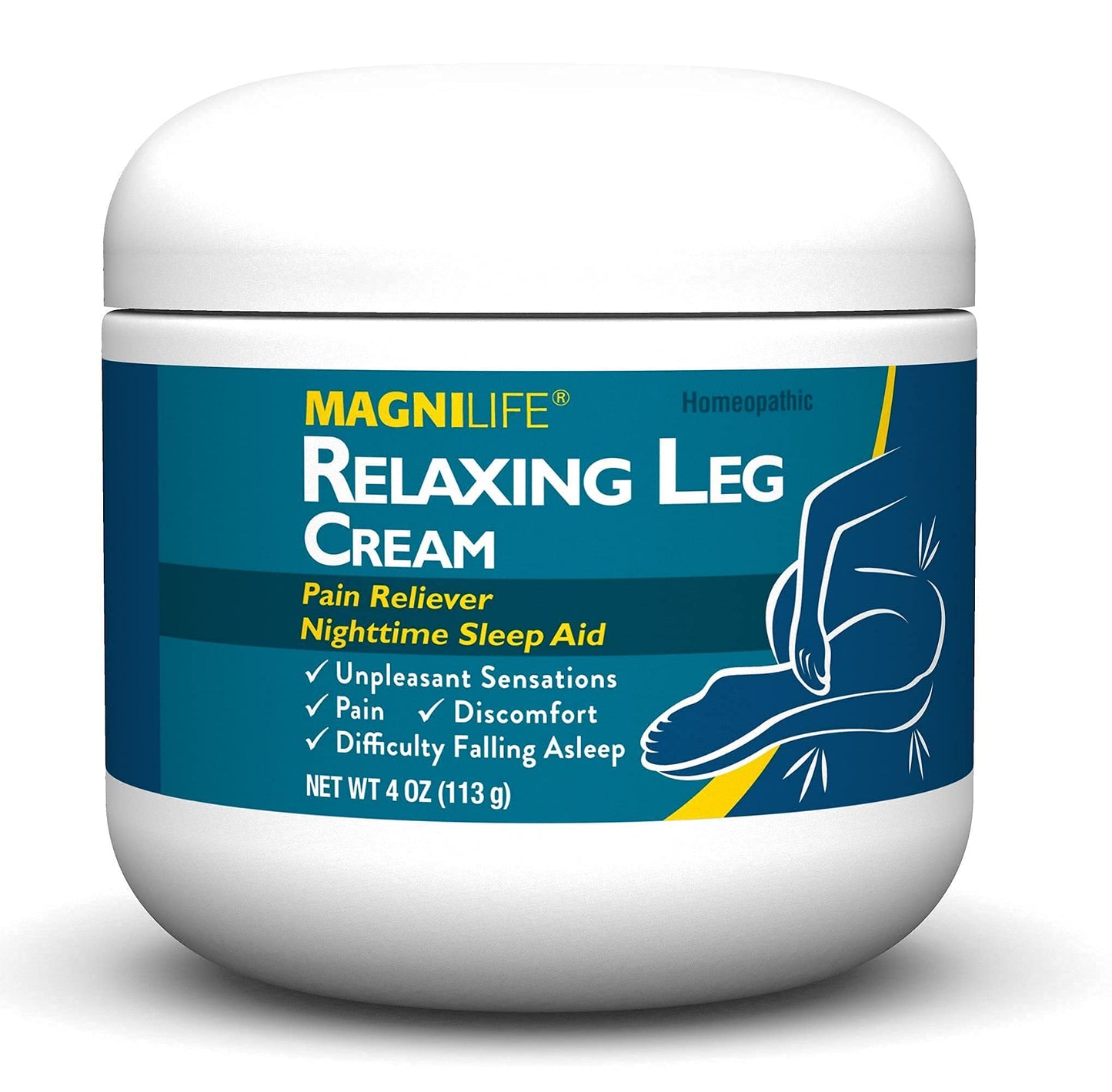 MagniLife Relaxing Leg Cream, Restless Legs, Deep Penetrating Topical for Pain, Naturally Soothe Cramping, Discomfort, and Tossing with Lavender and Magnesium - 4oz - dailyvitalstore