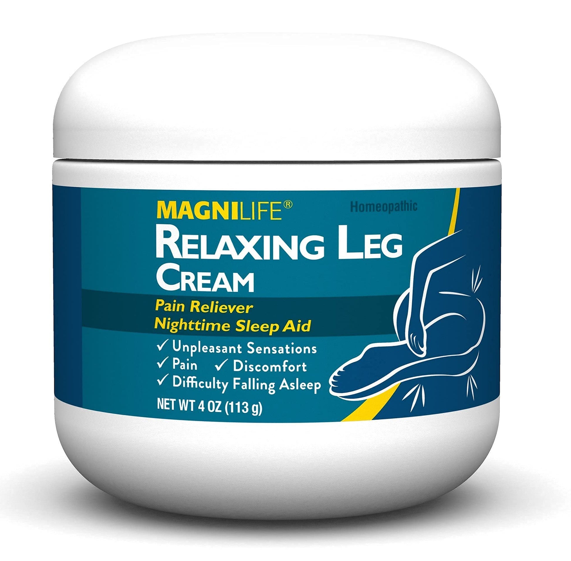 MagniLife Relaxing Leg Cream, Restless Legs, Deep Penetrating Topical for Pain, Naturally Soothe Cramping, Discomfort, and Tossing with Lavender and Magnesium - 4oz - dailyvitalstore