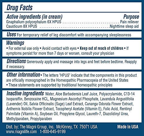MagniLife Relaxing Leg Cream, Restless Legs, Deep Penetrating Topical for Pain, Naturally Soothe Cramping, Discomfort, and Tossing with Lavender and Magnesium - 4oz - dailyvitalstore