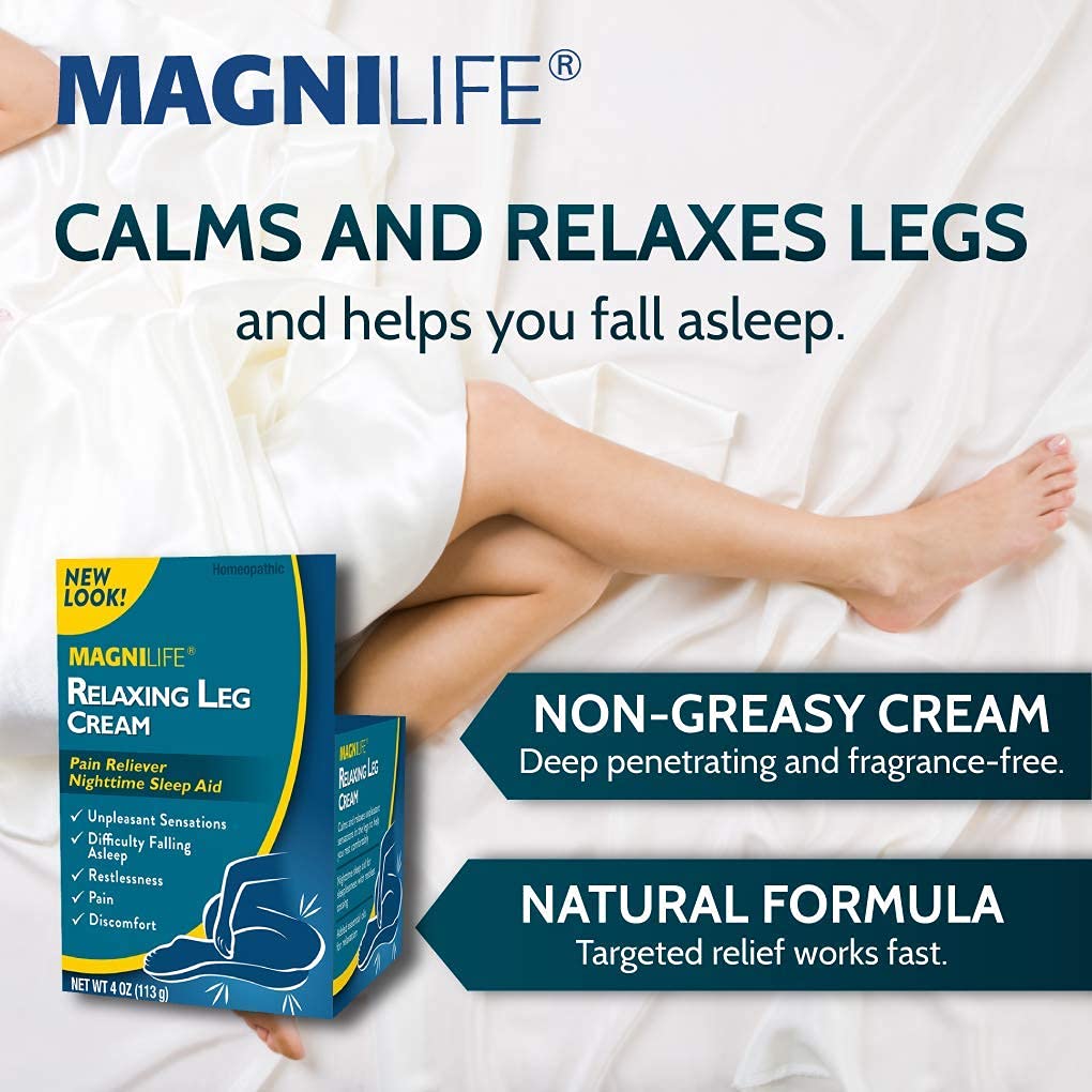 MagniLife Relaxing Leg Cream, Restless Legs, Deep Penetrating Topical for Pain, Naturally Soothe Cramping, Discomfort, and Tossing with Lavender and Magnesium - 4oz - dailyvitalstore
