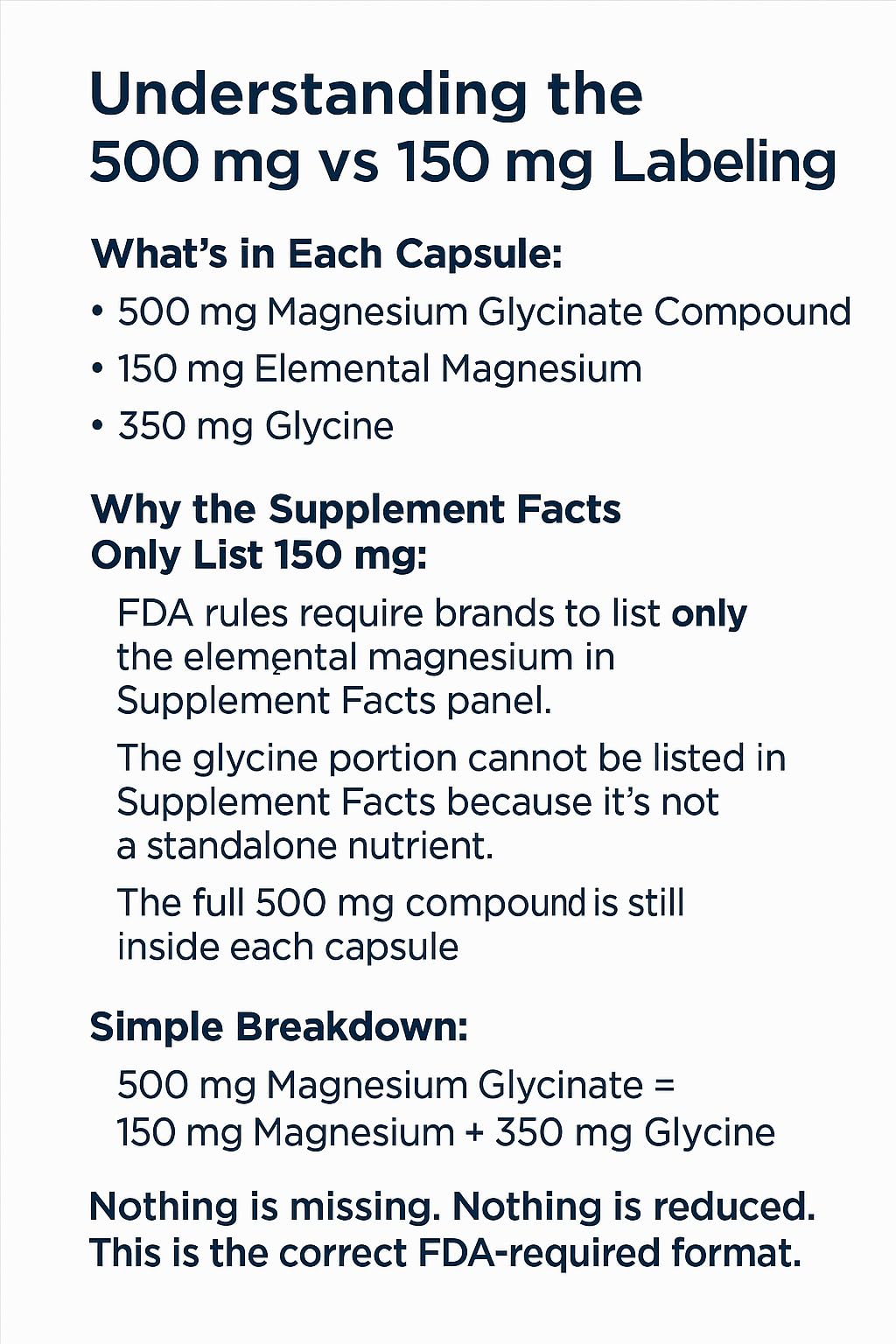 Magno-Humphries Magnesium Glycinate 500 mg - 100 Capsules | Gentle Chelated Form | Muscle, Nerve & Bone Support | Dietary Supplement | GMP Manufactured in The USA - dailyvitalstore