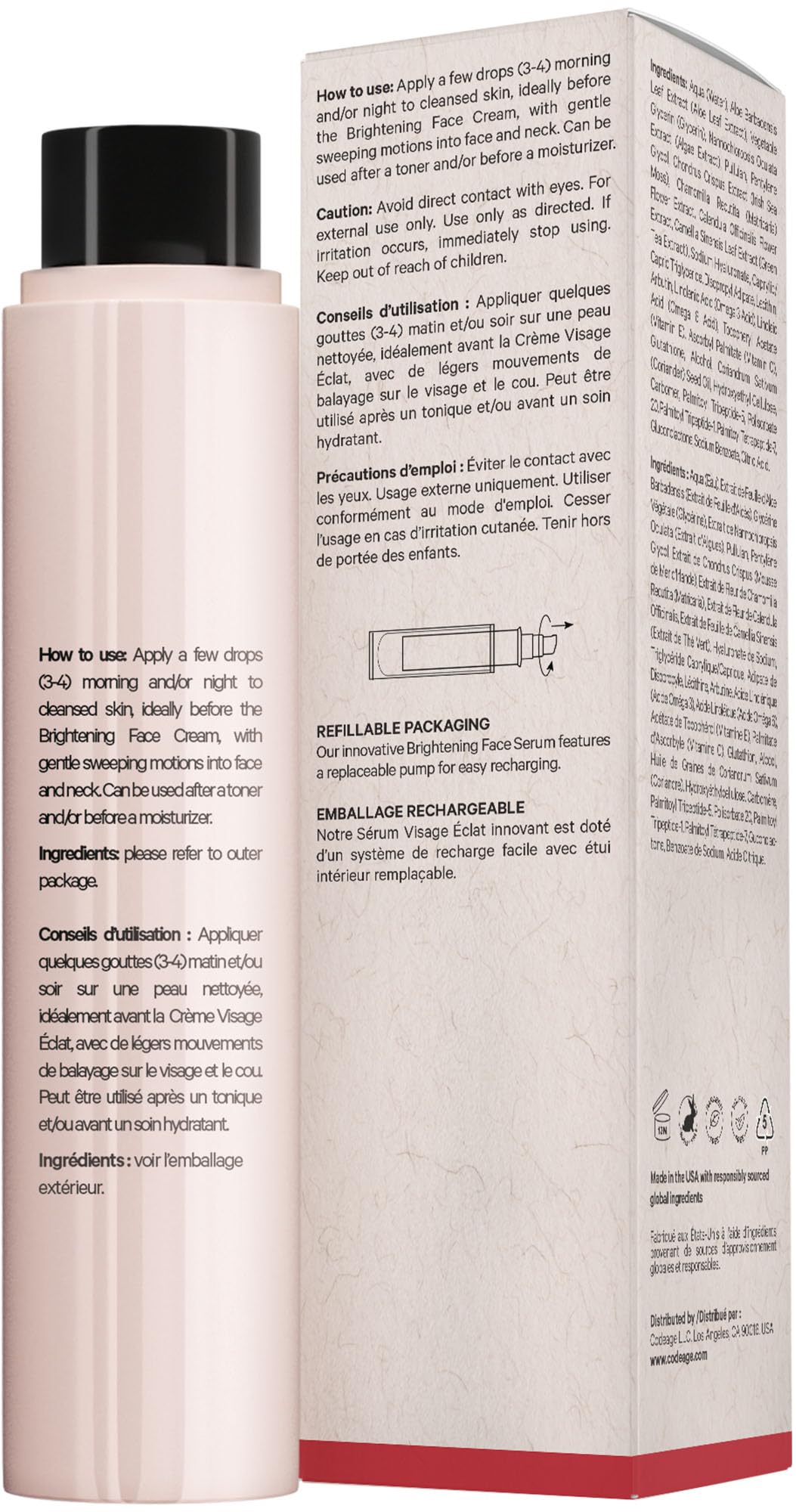 Maison Rouge Brightening Face Serum Refill by Codeage – Glutathione, Vitamin C, E, Hyaluronic Acid & Collagen – Radiance & Antioxidant Support – Paraben-Free – For All Skin Types – 1.7 fl oz - dailyvitalstore