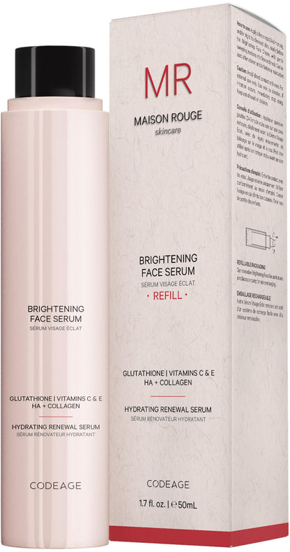 Maison Rouge Brightening Face Serum Refill by Codeage – Glutathione, Vitamin C, E, Hyaluronic Acid & Collagen – Radiance & Antioxidant Support – Paraben-Free – For All Skin Types – 1.7 fl oz - dailyvitalstore