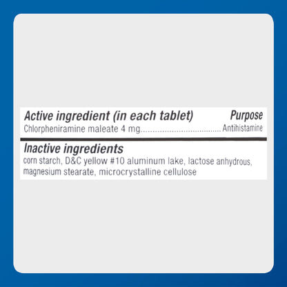 MAJOR 4 Hour Allergy Tablets - Chlorpheniramine Maleate - 4 mg - Antihistamine - 1000 Count (1 Pack) - dailyvitalstore
