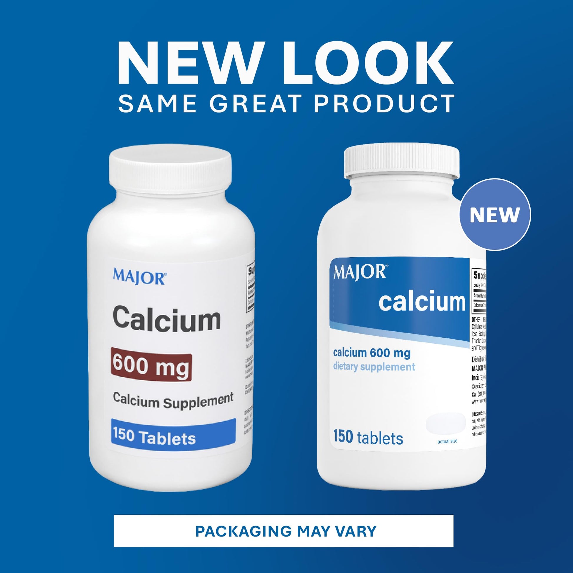 Major 600mg Calcium Tablets - Calcium Supplement - 150 Count (1 Pack) - dailyvitalstore