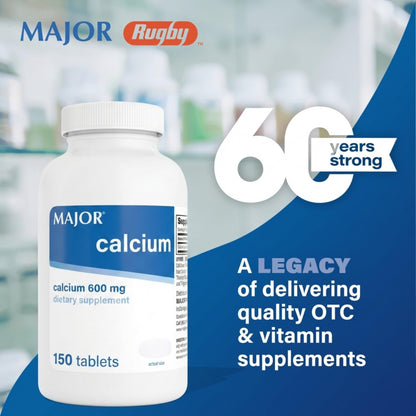 Major 600mg Calcium Tablets - Calcium Supplement - 150 Count (1 Pack) - dailyvitalstore