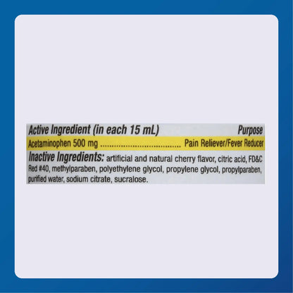 MAJOR Adult Extra Strength Liquid Acetaminophen 500mg - Helps Relieve Pain and Reduce Fevers - Aspirin Free - Cherry Flavor - 8 Fl Oz (2 Pack) - dailyvitalstore